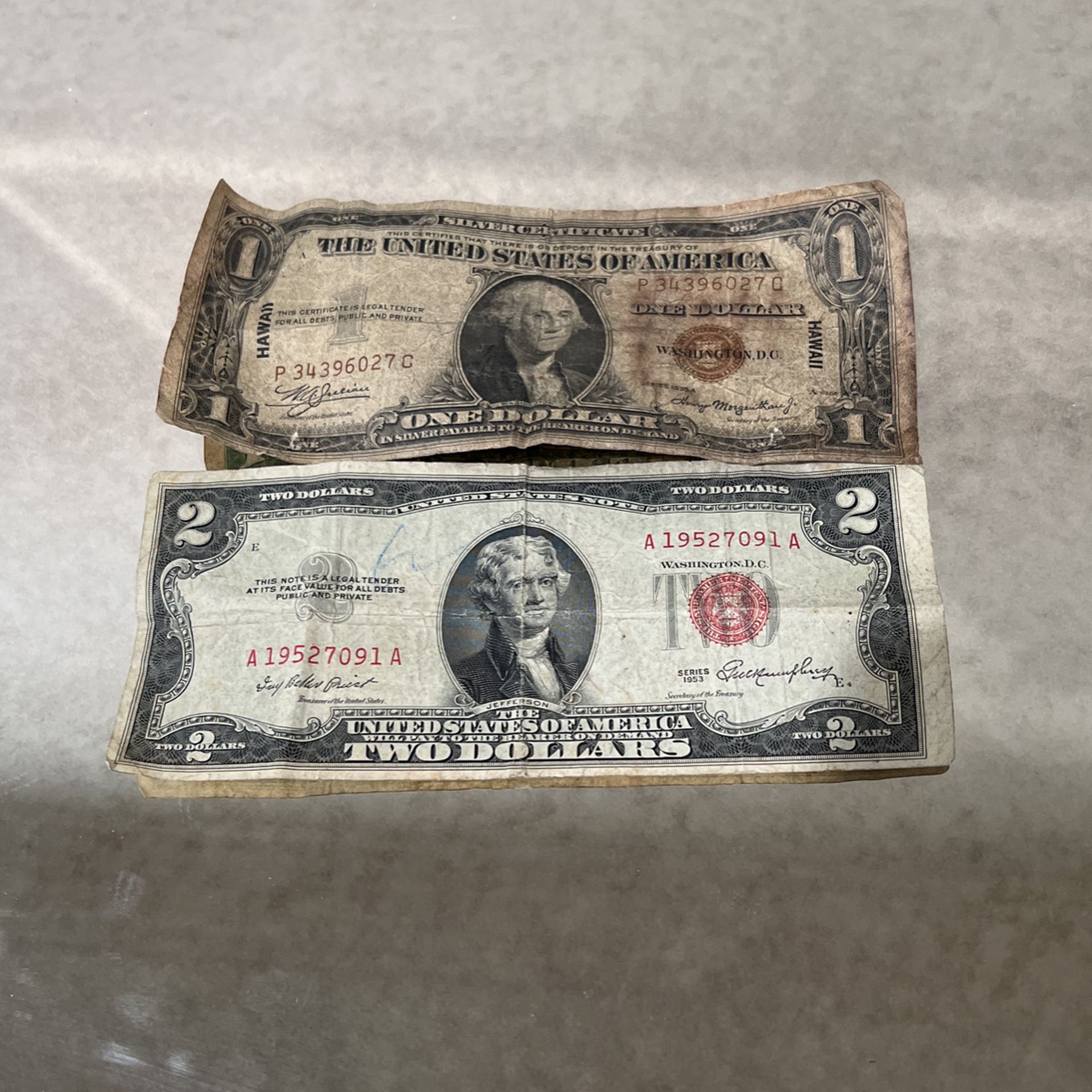 Rare one dollar bill rare, two dollar bill