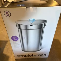 Simple human 45 L semi round liner motion sensor kitchen trash can stainless steel touch less indoor garbage can 