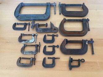 Lot of Vintage C-Clamps Various Sizes