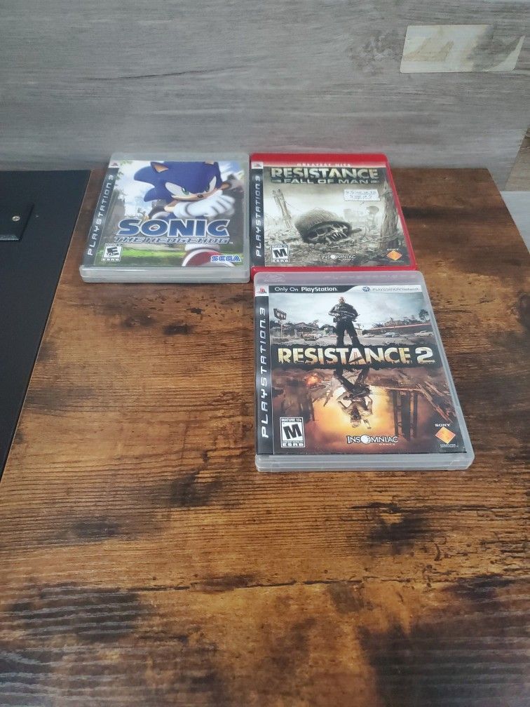 PS3 Games: Resistance 1 And 2, And Sonic