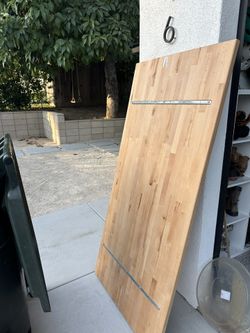 IKEA Wood Desk With Metal Legs