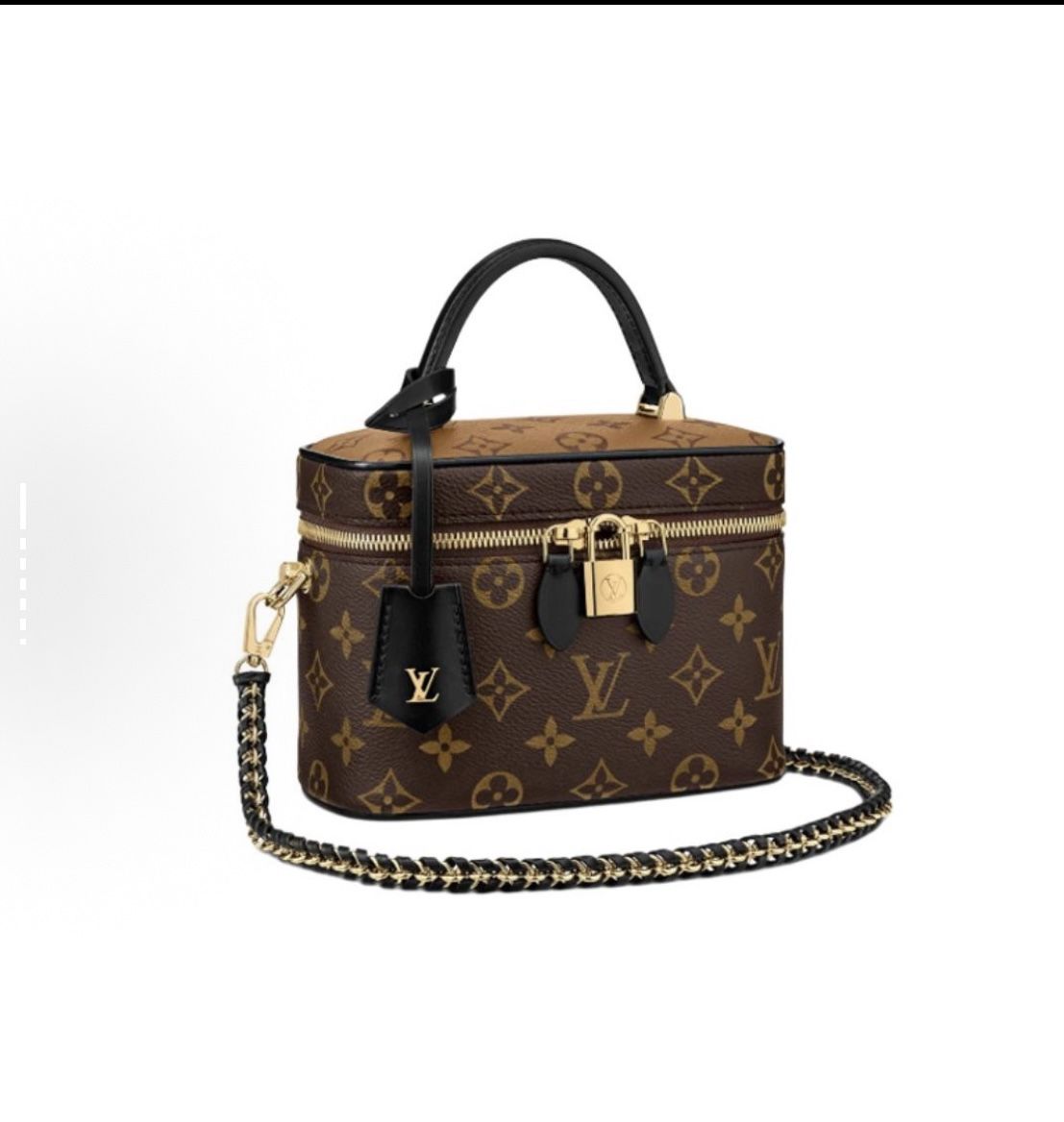 LOUIS VUITTON Vanity All-match Portable Old Flower Chain Coated Canvas Calfskin Trim Dressing Bag Handbag Single Shoulder Crossbody Makeup (722)69