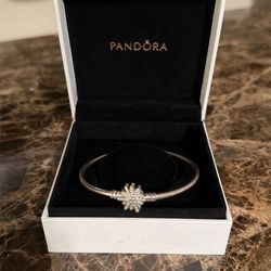 Pandora White Cubic Zirconia Sterling Silver Bangle Bracelet
