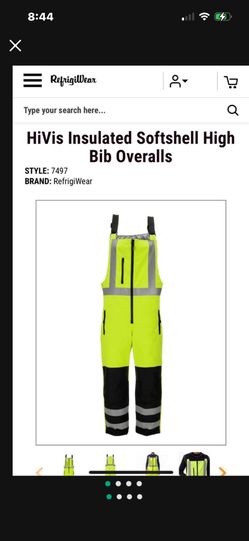 REFRIGIWEAR HiVis Insulated Softshell High Bib Overalls New With 