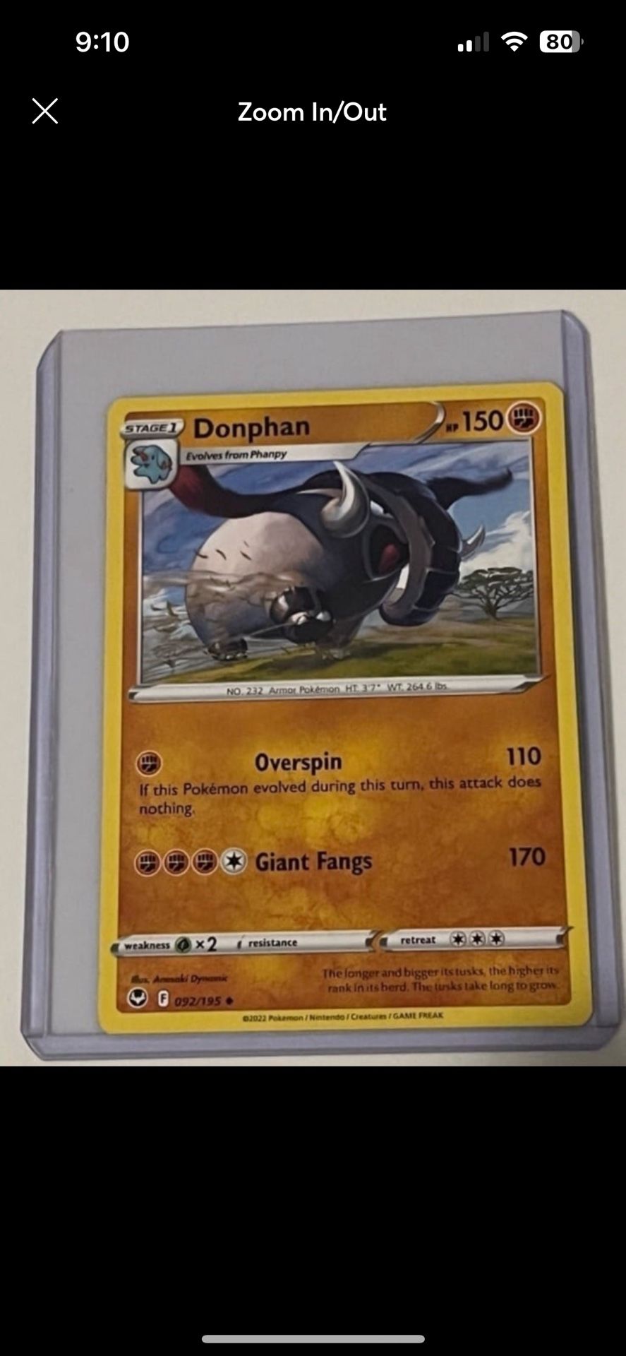 Donphan 92/195 Pokémon Cards Silver Tempest
