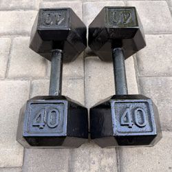Pair Of 40 Pound HEX Dumbbells