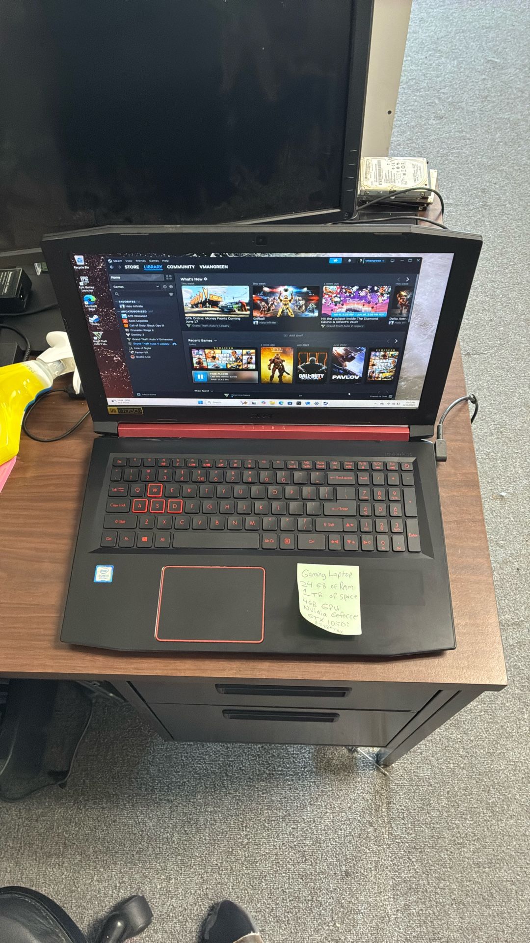 ACER NITRO GAMING LAPTOP 24GB RAM 1TB SPACE WIN 11 PRO +EXTRAS