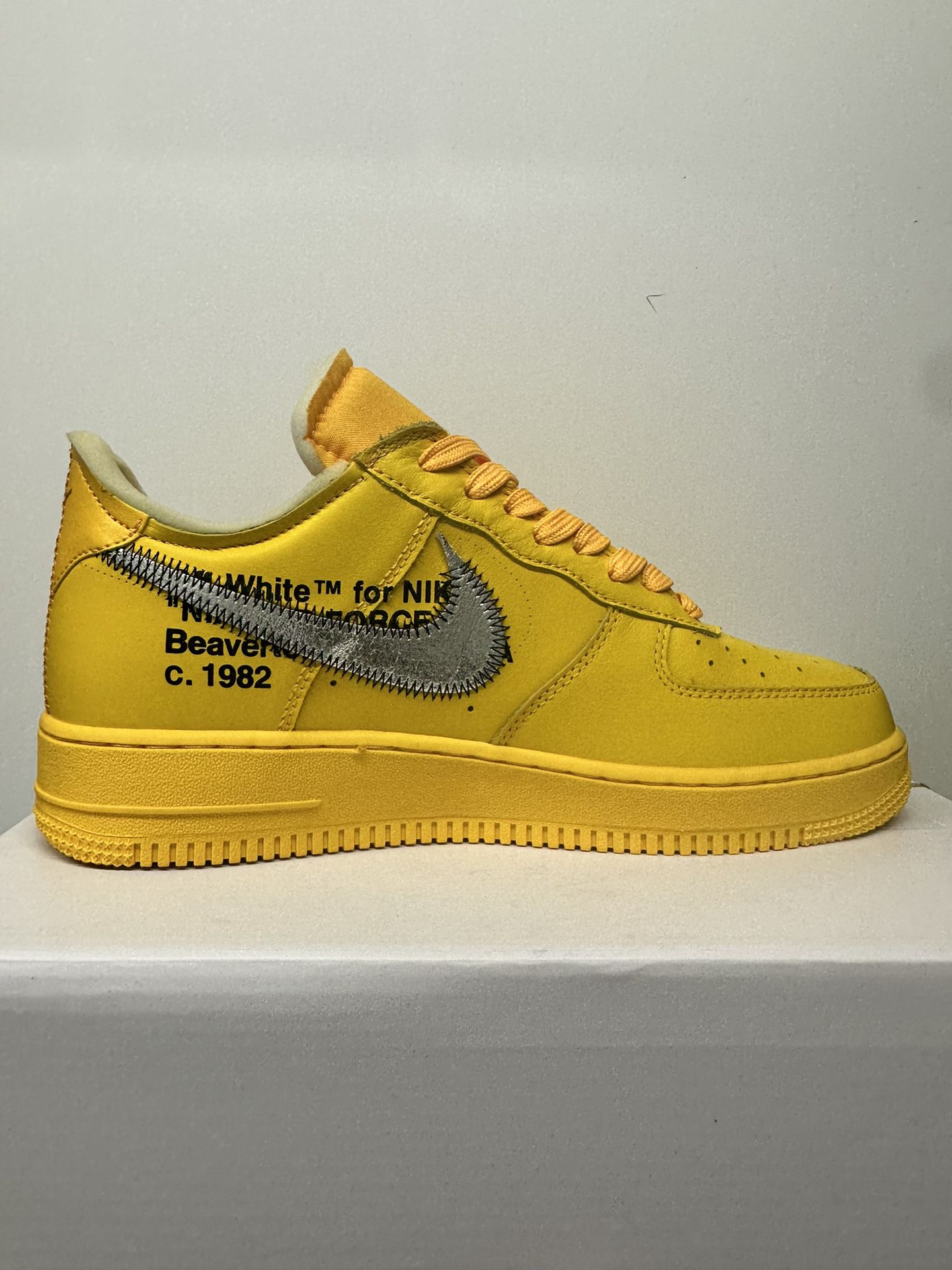 OFF WHITE NIKE AIR FORCE 1 LOW AF1 UNIVERSITY GOLD YELLOW SILVER BLACK NEW  SALE SNEAKERS SHOES MEN SIZE 9 11 A4 for Sale in Miami, FL - OfferUp