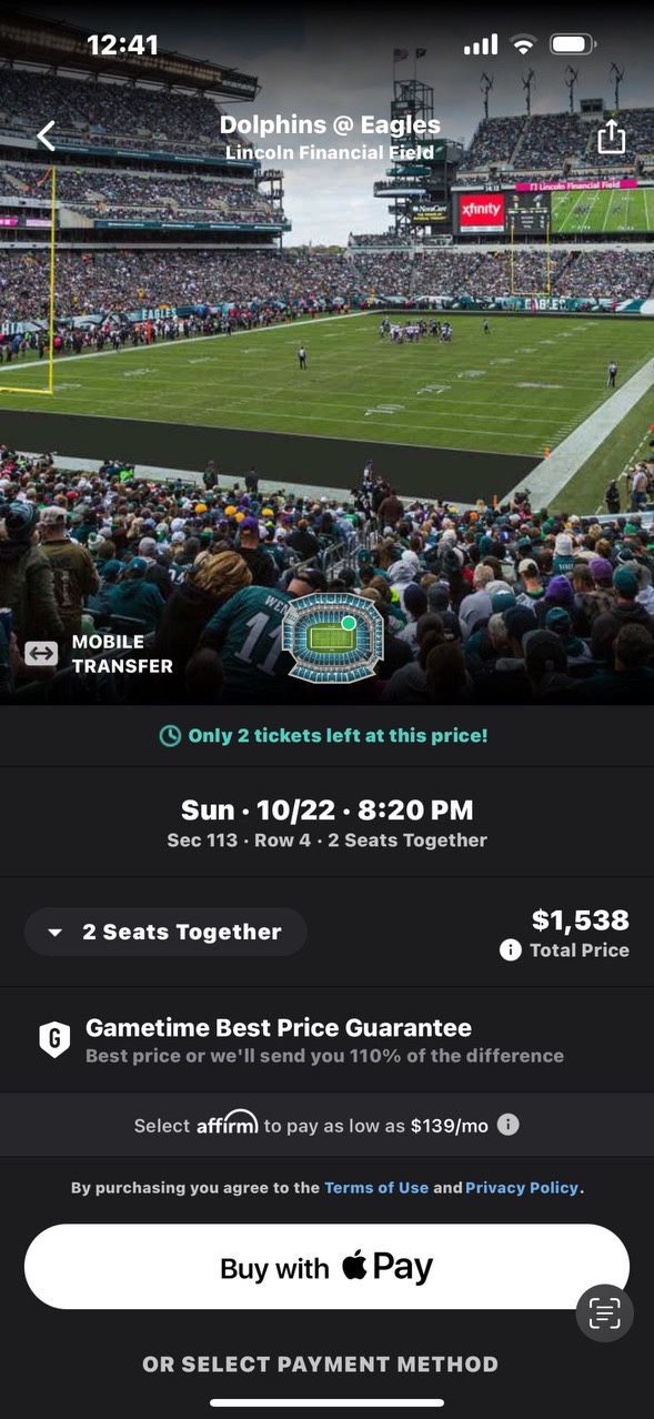 EAGLES Vs MIAMI DOLPHINS