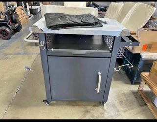 Assembled New 39.5" Outdoor Grill Cart with Storage Cabinet, Stainless Steel Top BBQ Prep Table