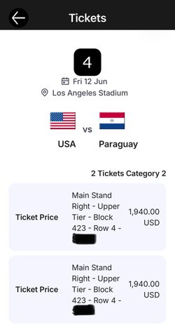World Cup Tickets - USA Opening at SoFi