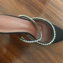 Vertundy Covered Toe Rhinestone Slide Pump Heels