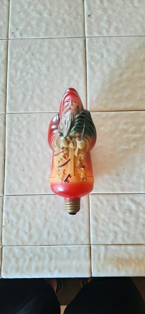 Christmas Santa Light bulb - Antique