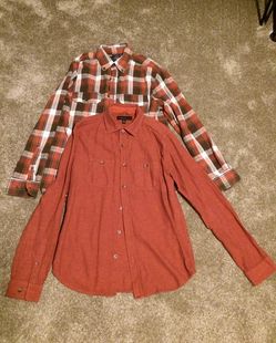 Size small men shirts $15 orange $8 orange/brown