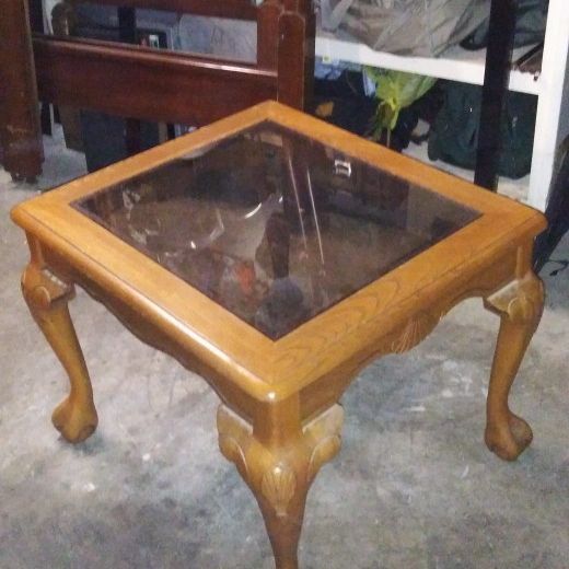 Beveled Glass Top End Table×2