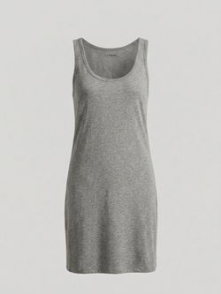 NWT LA Relaxed Marled Jersey Tank Dress Heather Grey Scoop Neck Casual Shift S