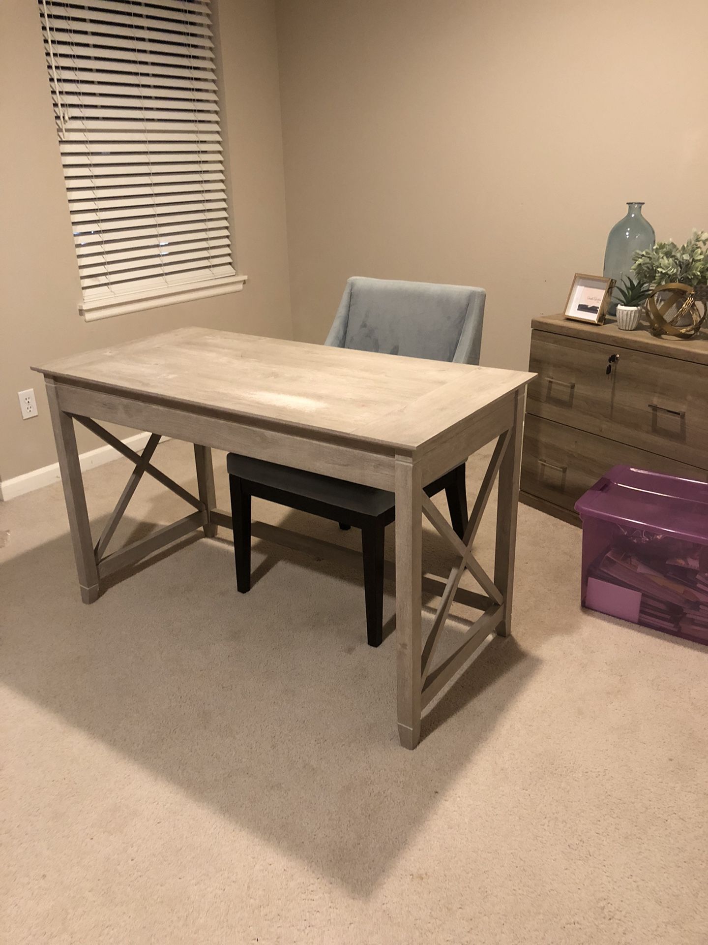 Desk and west elm chair