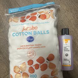 cotton balls and nail polish remover 