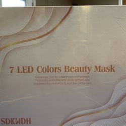 Led Face Mask Light Therapy, 7-1 Colors LED Facial Skin Care Mask, Gold 