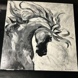 Original acrylic impasto Horse painting 20 X 20 