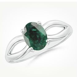Natural Untreated 14k White Gold And Emerald Ring 1.20ct