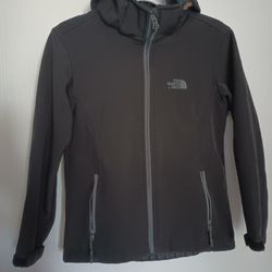 THE NORTH FACE jacket Gender neutral black with grey color, youth kid size L fits slim in my opinion more like M/8 in excellent condition no issues se