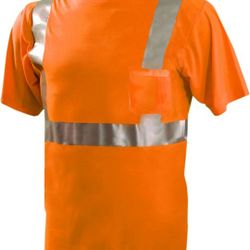 OccuNomix LUX-SSETP2-O3X Classic Standard Short Sleeve Wicking T-Shirt with Pocket, Class 2, 100% ANSI Wicking Spun Polyester, 3X-Large, Orange (High 