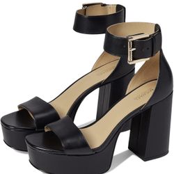 Michael Kors “Tara” Black Leather Platform Sandals Size 9.5 USED ONCE! With Box