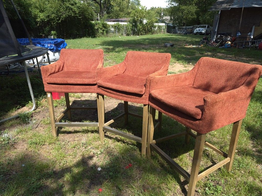 🪑 Set of 3 High Bar Chairs with Back & Armrests – Super Comfortable