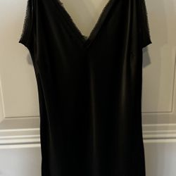 Frame Sm Petite Satin Long Tank Black