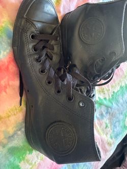 Black on Black converse leather high top men’s size 8 shoes