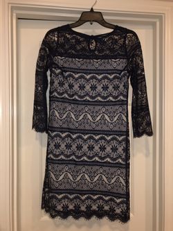 Navy blue lace dress with white lining size extra small