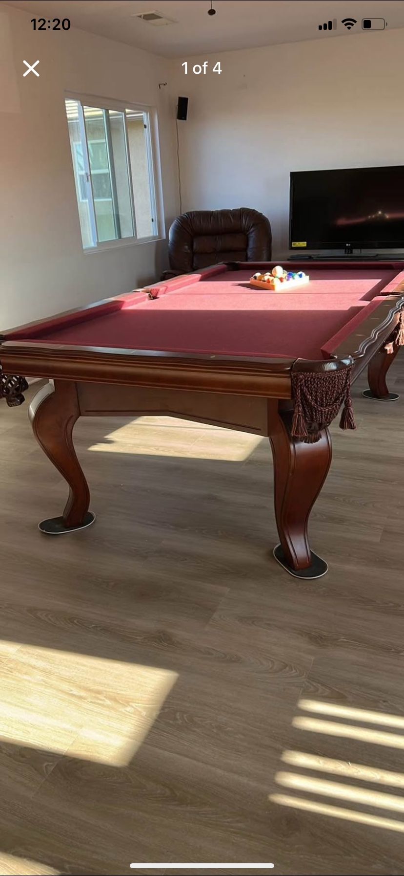 Dark wood pool table