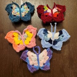 hand crocheted butterfly clothespin magnets.  2 for $5