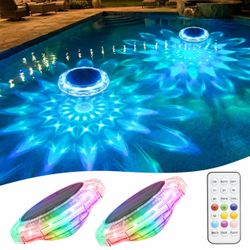 Solar Floating Pool Lights with Remote – 2 Pack