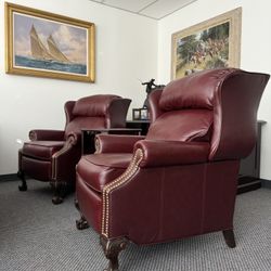 Burgundy Leather Queen Anne Recliner Office Chairs