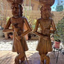 Hand carved wooden statues