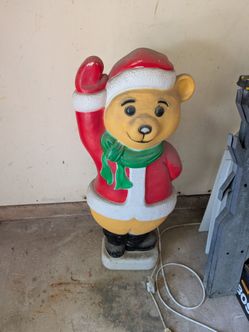 1980's Disney Winnie Santa Bear Christmas Blow Mold Lights Up