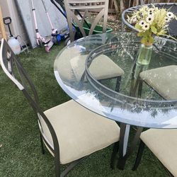 rustic glass dining Table, And Chairs