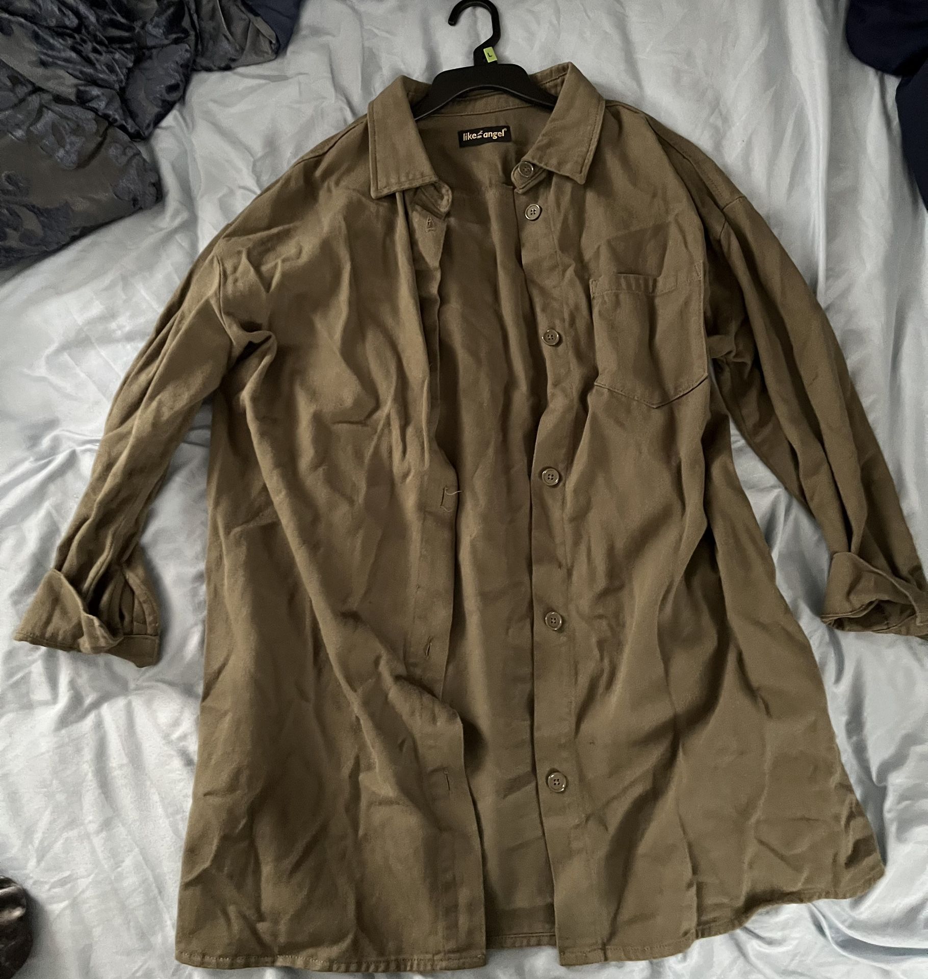 Olive Green Khaki Long Shirt