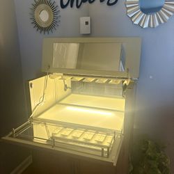 Silver Light Up  Mirrored Bar Cabinet