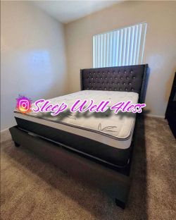 NEW QUEEN BED FRAME AND MATTRESS