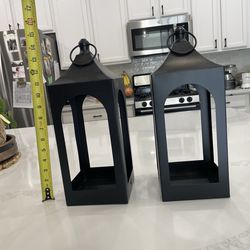 9 black metal lanterns