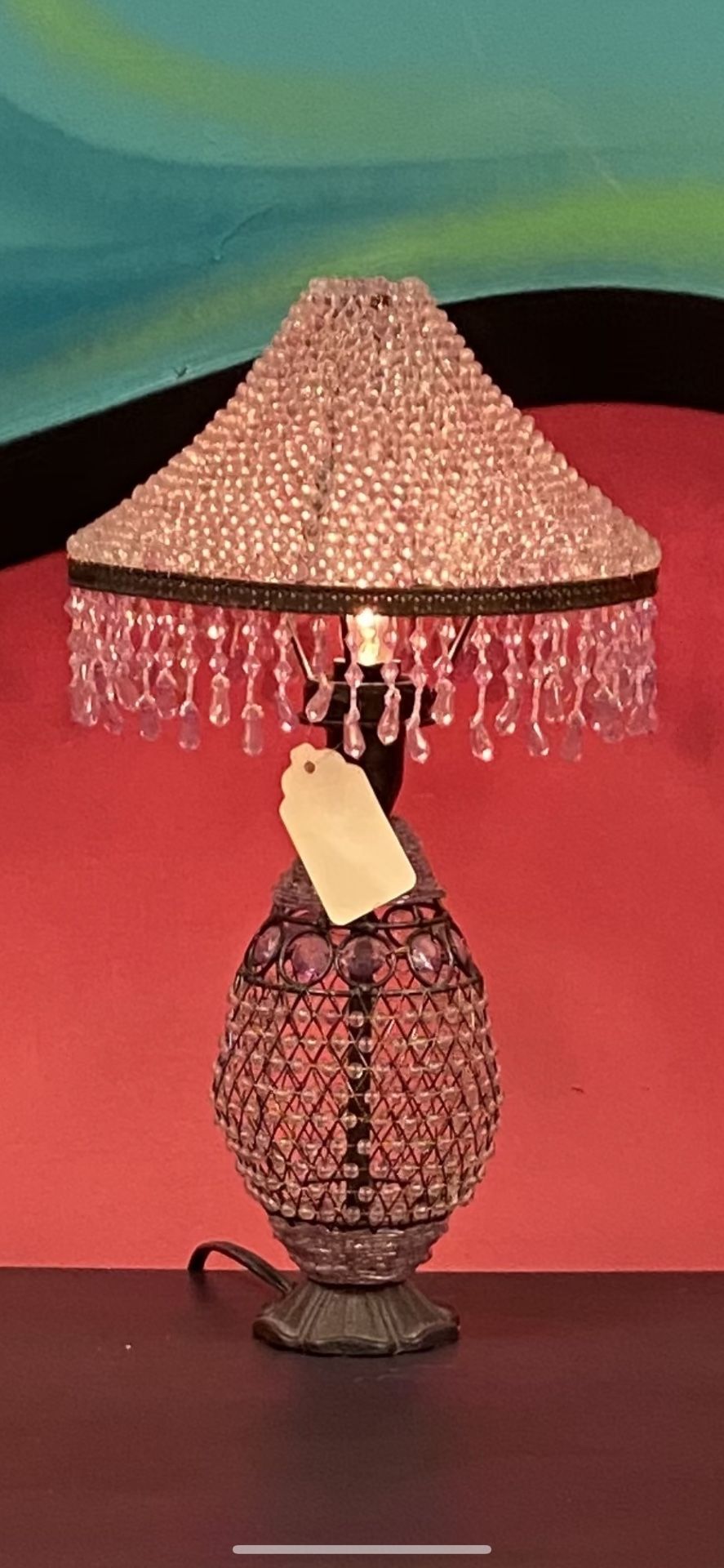 Beautiful Rare Vintage Violet Beaded Lamp