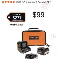 Rigid 4Ah (two) batteries starter set w/ charger