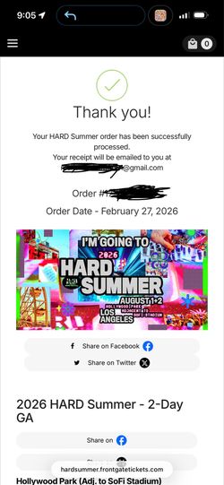 HARD SUMMER 2Day GA Wristbands