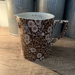 Vintage Crownford Brown Calico Staffordshire 14oz pitcher 