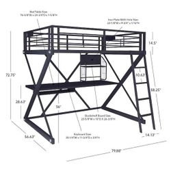 $400 b/o FULL size Study Loft Bed with Desk & Bookcase (chair NOT Included)