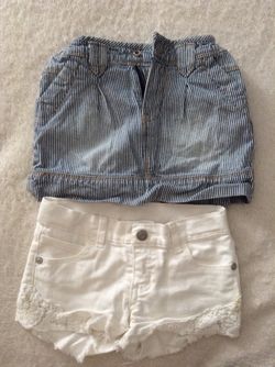 Stripped skirt and white shorts