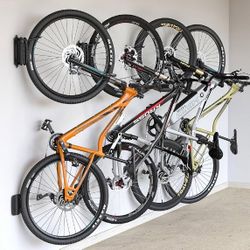 Swivel Bike Wall Mount, Bike Hangers for Garage, Space-Saving Vertical Bike Rack, Sturdy Bike Storage Rack Holds Up to 66lbs, Easy to Install, 4 Pack